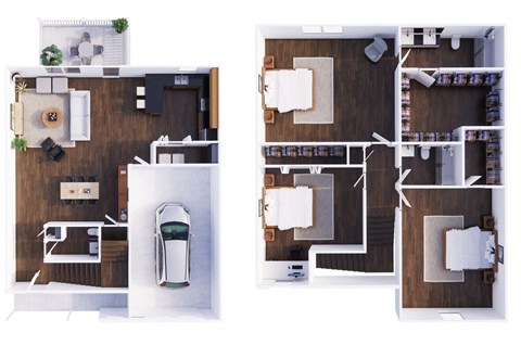 Floor plan for 3 beds, 2.5 baths, 1966 sqft